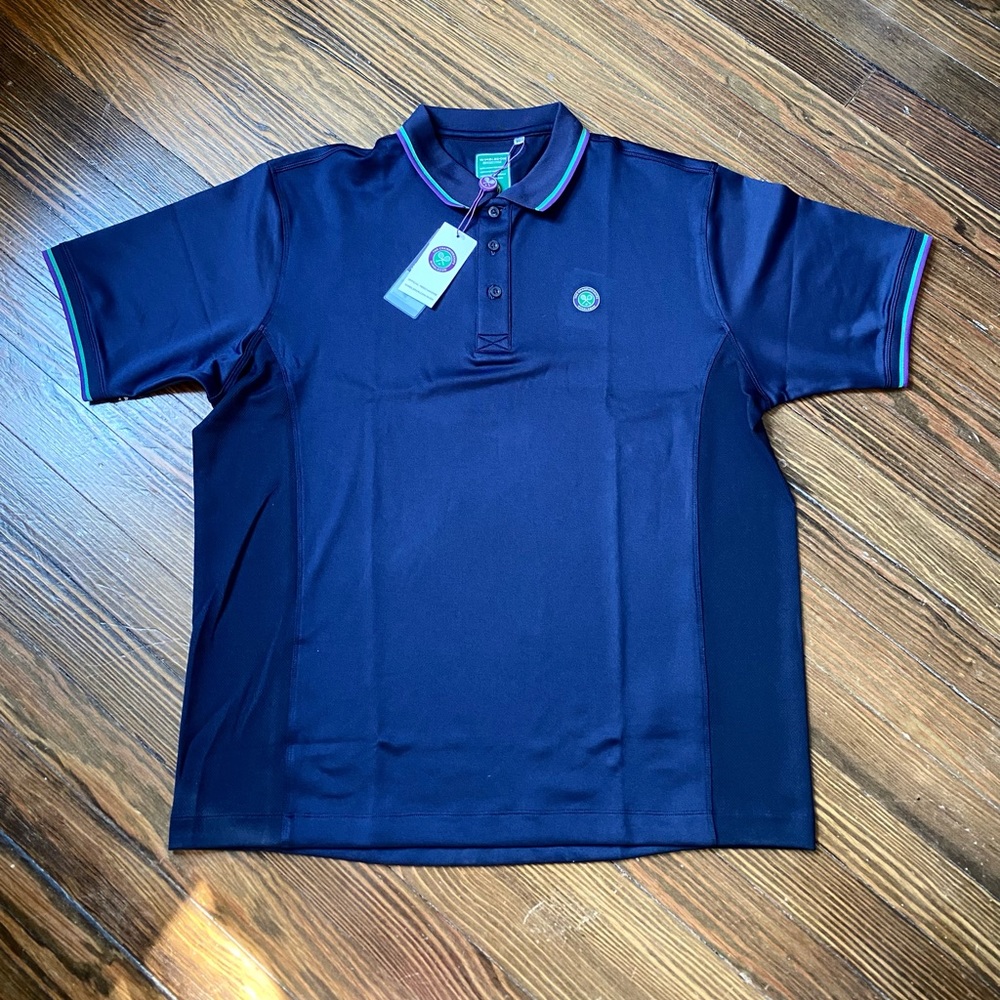 OFFICIAL NWT Wimbledon Championship Tennis Polo Navy Short Sleeve Mens Size XL